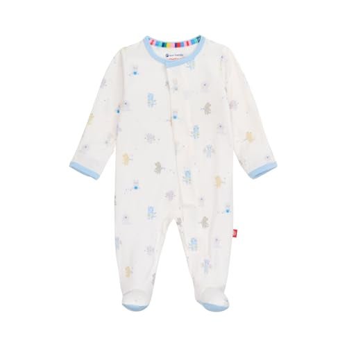 Magnetic Me Boys Modal Magnetic Baby Footie Pajamas | Silky Soft Modal Fabric | Blue Baby Beats | 6-9 Months - Image 1