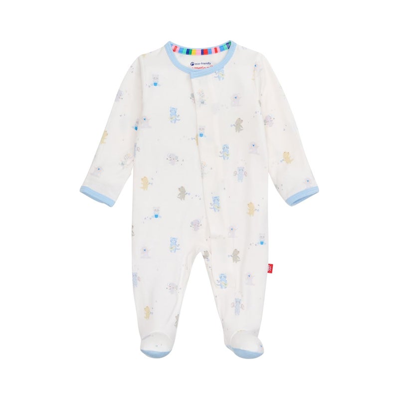 Magnetic Me Boys Modal Magnetic Baby Footie Pajamas | Silky Soft Modal Fabric | Blue Baby Beats | 6-9 Months - Image 5