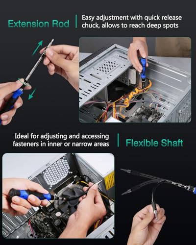 ORIA Precision Screwdriver Set, 142 in 1 Magnetic Screwdriver Kit with 120 Screwdrivers Bits, Computer Laptop Electronics Repair Tool Kit for SmartPhone, Laptop, Watches, MacBook, Tablet, Game Console - Image 3