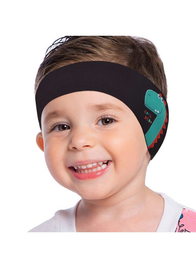 MoKo Swimming Headband For Kids Cute Dinosaur Swinmmers Headband Ear Band For Kids Keep Water Out Waterproof Ear Protection Band For Bathing Swimming Ear Band For Kids Age 3 9 M Size Black - Image 2