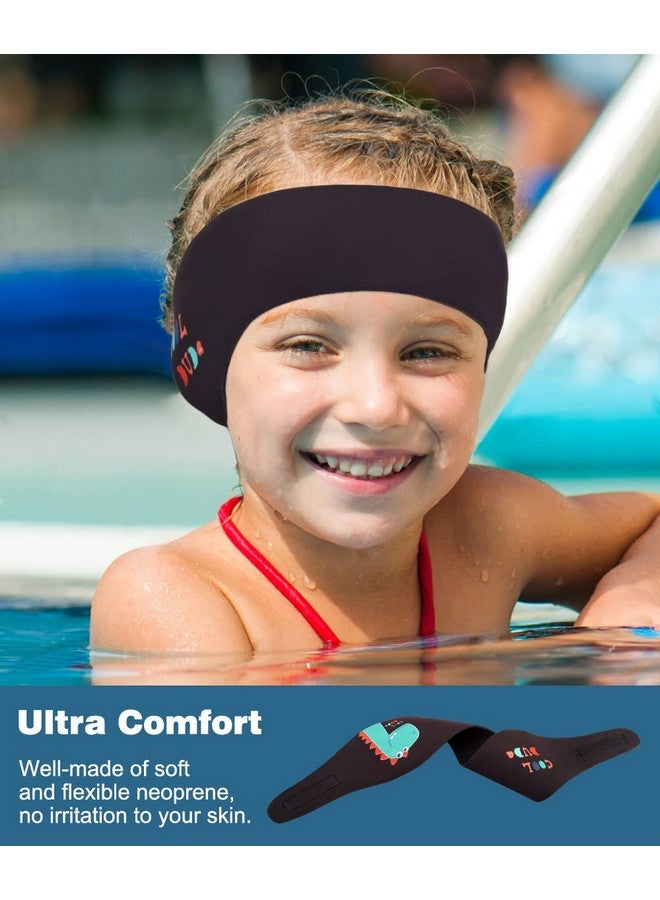 Swimming Headband For Kids Cute Dinosaur Swinmmers Headband Ear Band For Kids Keep Water Out Waterproof Ear Protection Band For Bathing Swimming Ear Band For Kids Age 3 9 M Size Black