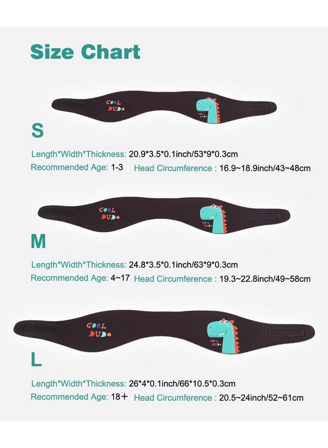MoKo Swimming Headband For Kids Cute Dinosaur Swinmmers Headband Ear Band For Kids Keep Water Out Waterproof Ear Protection Band For Bathing Swimming Ear Band For Kids Age 3 9 M Size Black - Image 5