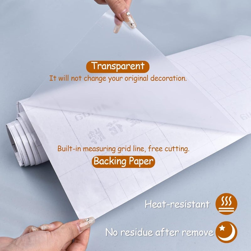 WALLFLY Transparent Wall Protective Film | Kitchen Backsplash Sheet-Oil Proof Wallpaper, Wall Protector for Furnitures, Countertops Splash Guard Clear Removable Wallpaper (Clear Film, 31 x 450 Cm) - Image 3
