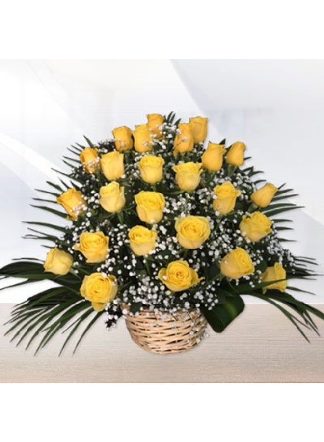 Carmel Flowers 30 Yellow Roses Basket