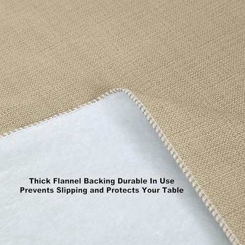 Lintex Cafe Hotel Linen Look Vinyl Flannel Backed Tablecloth, Heavyweight 4 Gauge, 60 x 104 Inch Rectangle, Sand Indoor Outdoor Waterproof Wipe Clean Table Cover - Image 5