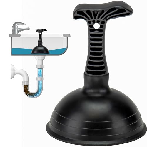 SteadMax XTS-55-PRO Sink Plunger, Commercial Grade, Powerful 5" Large Rubber Cup for Clogged Kitchen, Sink, Shower, and - Image 1