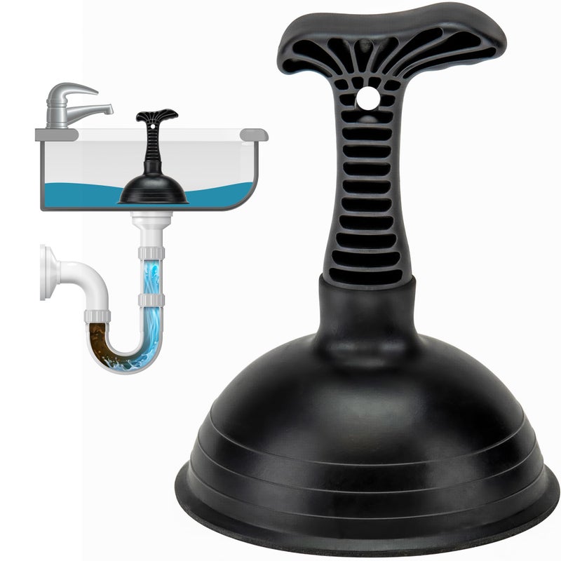 SteadMax XTS-55-PRO Sink Plunger, Commercial Grade, Powerful 5" Large Rubber Cup for Clogged Kitchen, Sink, Shower, and - Image 2