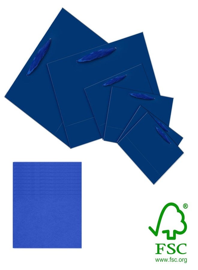 qiqee 24PCS Nordic Blue Gift Bags with Ribbon Handles Mulit Assorted Sizes Gift Wide Bags (4pcs Large 13", 10pcs Medium 9.6", 10pcs Small 6.3"，Tissue Paper - Image 3