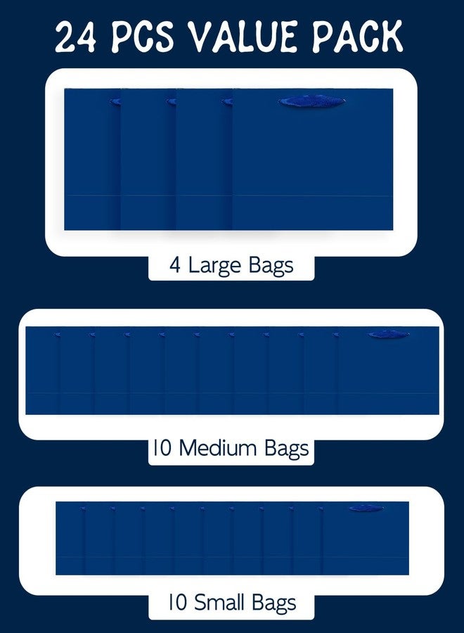 qiqee 24PCS Nordic Blue Gift Bags with Ribbon Handles Mulit Assorted Sizes Gift Wide Bags (4pcs Large 13", 10pcs Medium 9.6", 10pcs Small 6.3"，Tissue Paper - Image 2