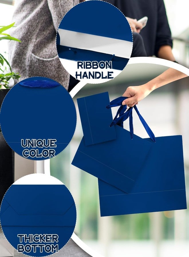 qiqee 24PCS Nordic Blue Gift Bags with Ribbon Handles Mulit Assorted Sizes Gift Wide Bags (4pcs Large 13", 10pcs Medium 9.6", 10pcs Small 6.3"，Tissue Paper - Image 4