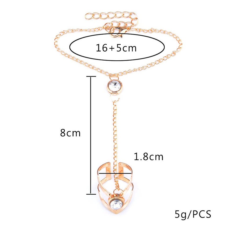 INENIMARTJ Gold Hand Chain Bracelet for Women - Butterfly Crystal Finger Chain Bracelet Rhinestone Hand Jewelry - Image 2