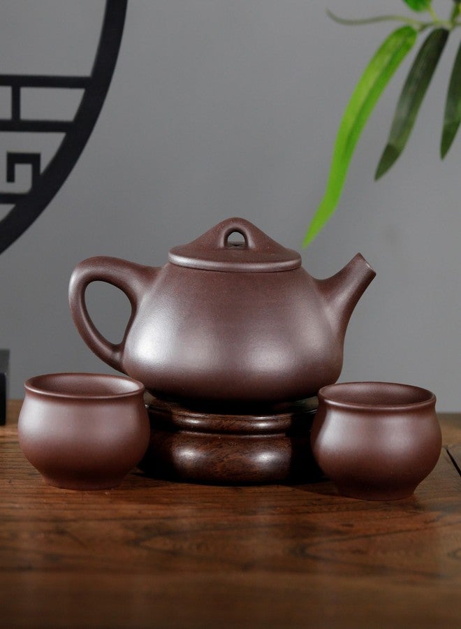 SILINE Fine Zisha Teapot Series,Chinese Genuine Handmade Yixing Purple Clay Tea Pot 10.8 Oz with 2 Cups,Infuse Brew Kungfu Tea Maker -Shipiao Tea Set - Image 2