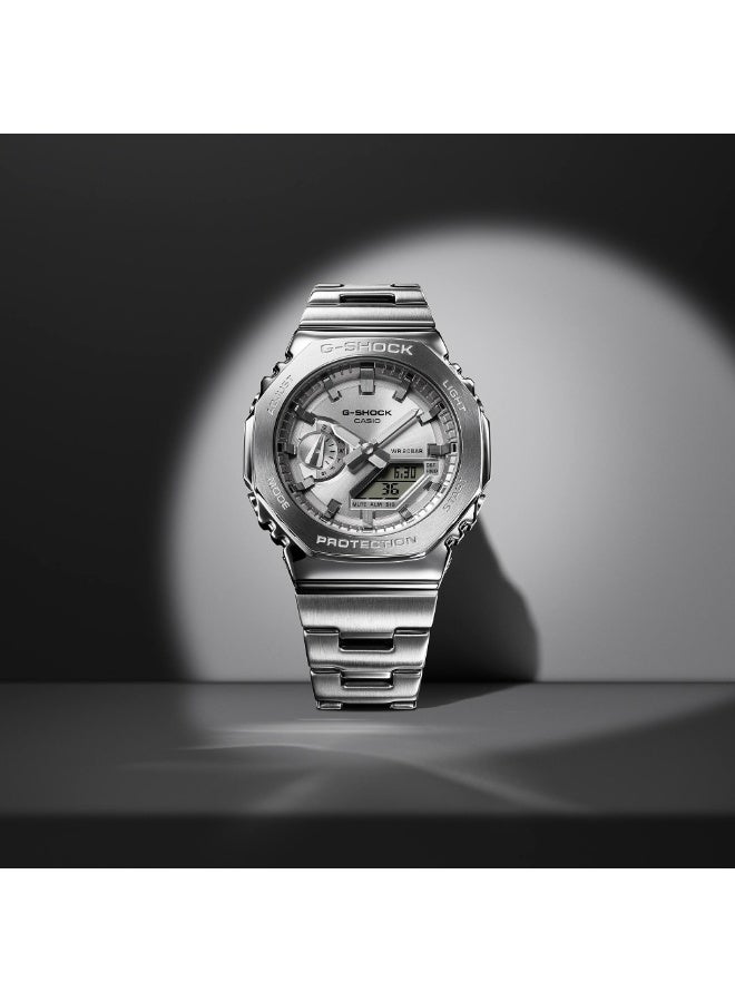 G-SHOCK Full Metal Men's Watch GM-2110D-7ADR with Silver Steel Strap and Silver Dial - Image 5