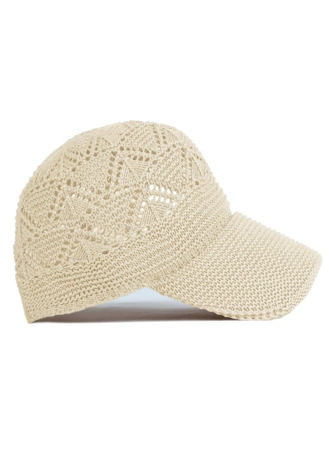 FASHIXD Knit Mesh Baseball Cap for Women Summer Yarn Trucker Hats Breathable Outdoor Hat (Beige), Beige, One size - Image 3