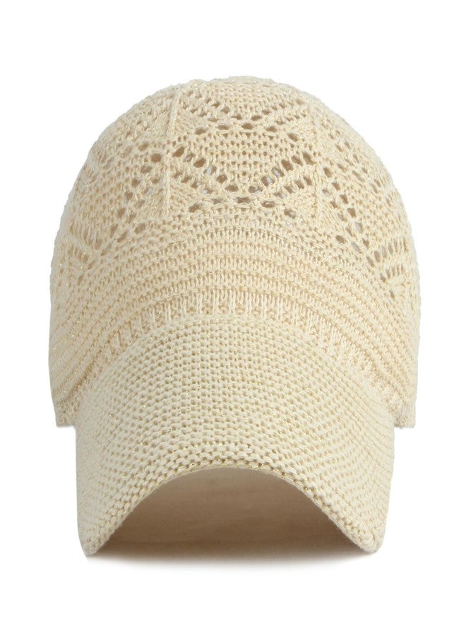 FASHIXD Knit Mesh Baseball Cap for Women Summer Yarn Trucker Hats Breathable Outdoor Hat (Beige), Beige, One size - Image 2