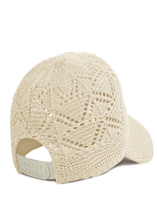FASHIXD Knit Mesh Baseball Cap for Women Summer Yarn Trucker Hats Breathable Outdoor Hat (Beige), Beige, One size - Image 4