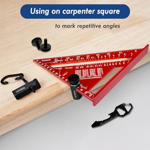 ViewReal Premium Tall Stair Gauges for Framing Square Anti-Slip, Anodized Aluminum Alloy, Precision Layout Tools for Carpentry, Includes Holder and Multi-Use Keychain - Image 2