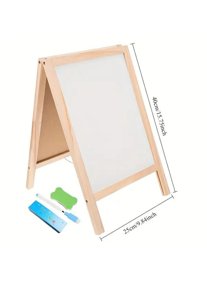 مجموعة سبورة مزدوجة الجوانب من ثلاثة قطع مع ممحاة طباشير مقاس 25x40 سم - Image 1