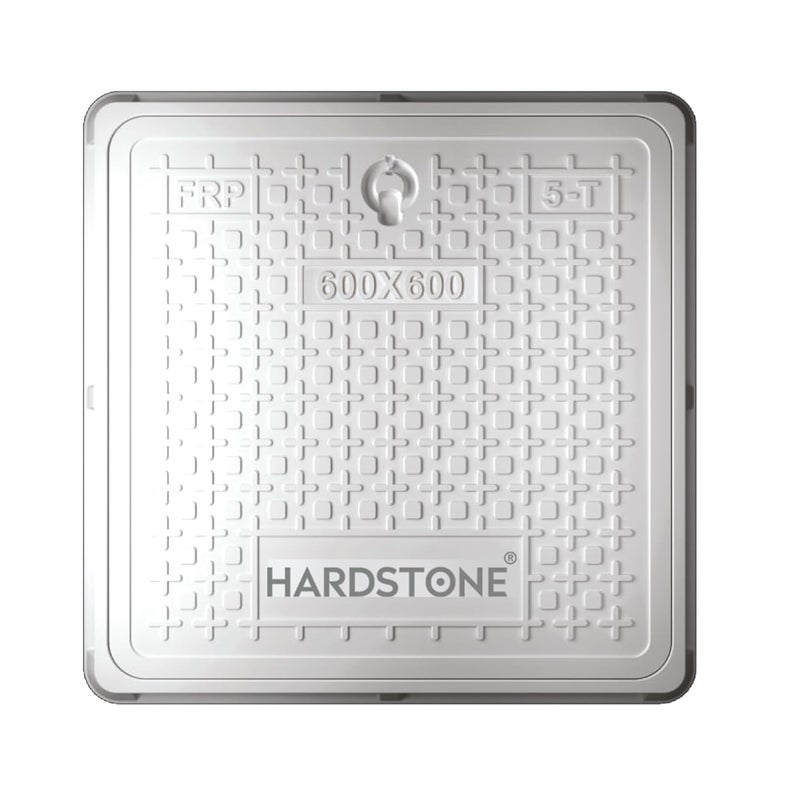 HARDSTONE HARDSTONE Fiber Reinforced Polymer (FRP) White Manhole Cover | 24x24 Inch | 5-Ton Capacity Chamber, Sump, Water Tank & Drainage Cover | Ideal for Drainage Systems  - Image 1