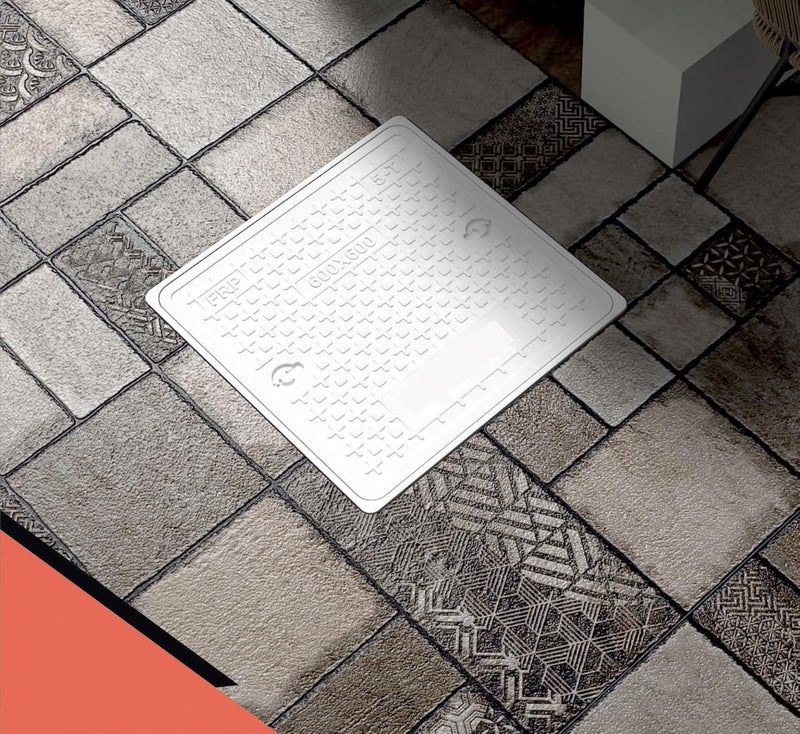 HARDSTONE HARDSTONE Fiber Reinforced Polymer (FRP) White Manhole Cover | 24x24 Inch | 5-Ton Capacity Chamber, Sump, Water Tank & Drainage Cover | Ideal for Drainage Systems  - Image 3