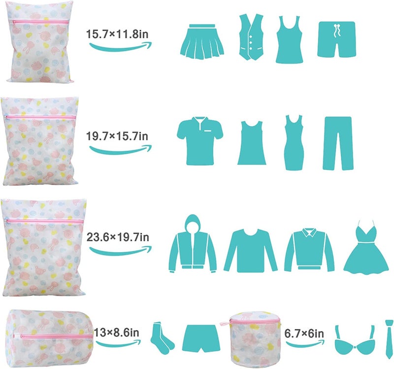 Zollyss Zollyss Mesh Laundry Bags Washing Machine Wash Bags Reusable And Durable Mesh Wash Bags For Delicates Blouse Hosiery Underwear Bra Lingerie Baby Clothes 5 Different Sizes Multicolor  - Image 2