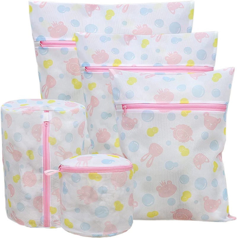 Zollyss Zollyss Mesh Laundry Bags Washing Machine Wash Bags Reusable And Durable Mesh Wash Bags For Delicates Blouse Hosiery Underwear Bra Lingerie Baby Clothes 5 Different Sizes Multicolor  - Image 1