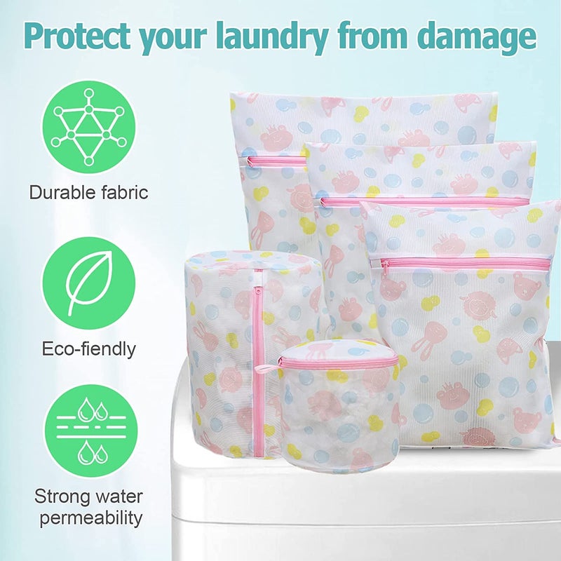 Zollyss Zollyss Mesh Laundry Bags Washing Machine Wash Bags Reusable And Durable Mesh Wash Bags For Delicates Blouse Hosiery Underwear Bra Lingerie Baby Clothes 5 Different Sizes Multicolor  - Image 4