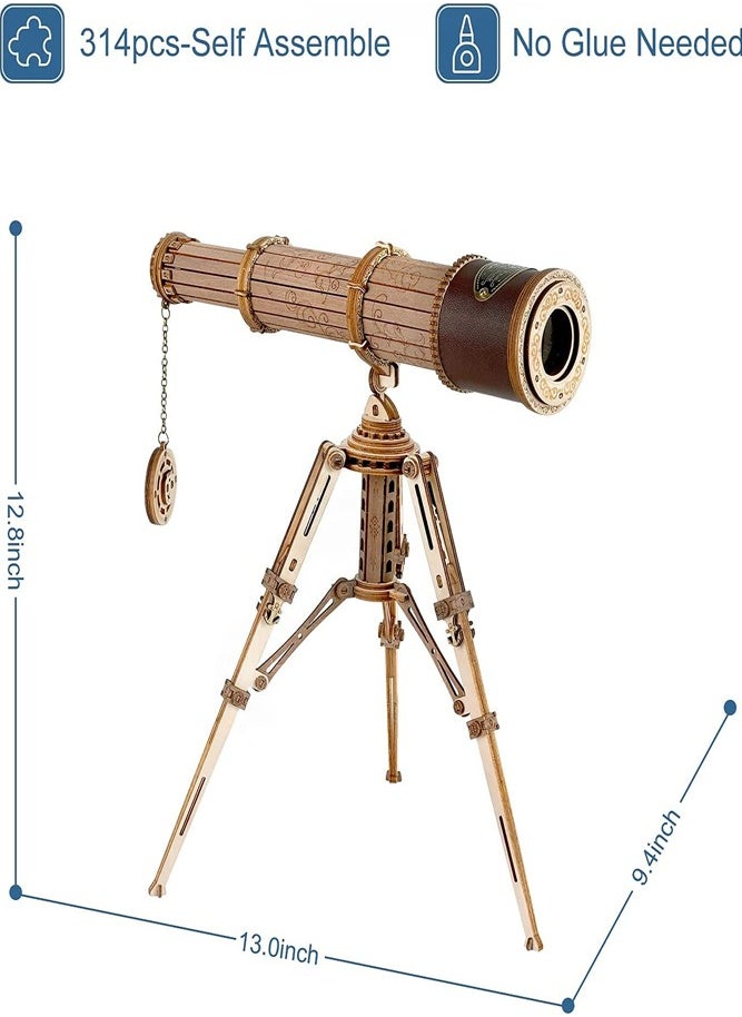 BELLSBERRY Telescope 3D Puzzles DIY Wooden Craft Kit for Toddler Birthday Gift Model Monocular detailed and impressively designed to Build Decent Science Model Kits Adults Teens  - Image 3
