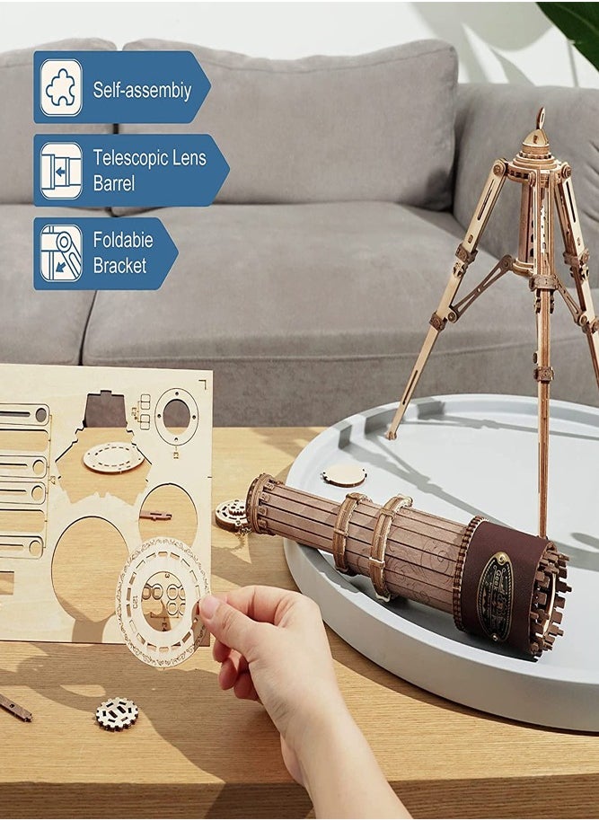 BELLSBERRY Telescope 3D Puzzles DIY Wooden Craft Kit for Toddler Birthday Gift Model Monocular detailed and impressively designed to Build Decent Science Model Kits Adults Teens  - Image 5