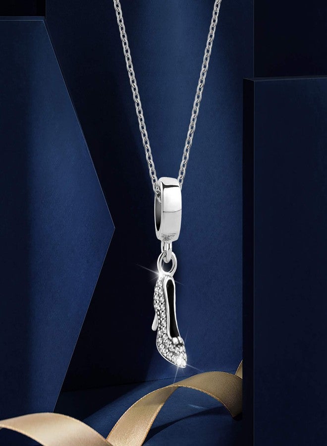 QeenseKc Sparkling Cinderella's Stiletto Shoe Dangle Charm Pave High Heel shoes Bead fit Pandora Bracelet - Image 4
