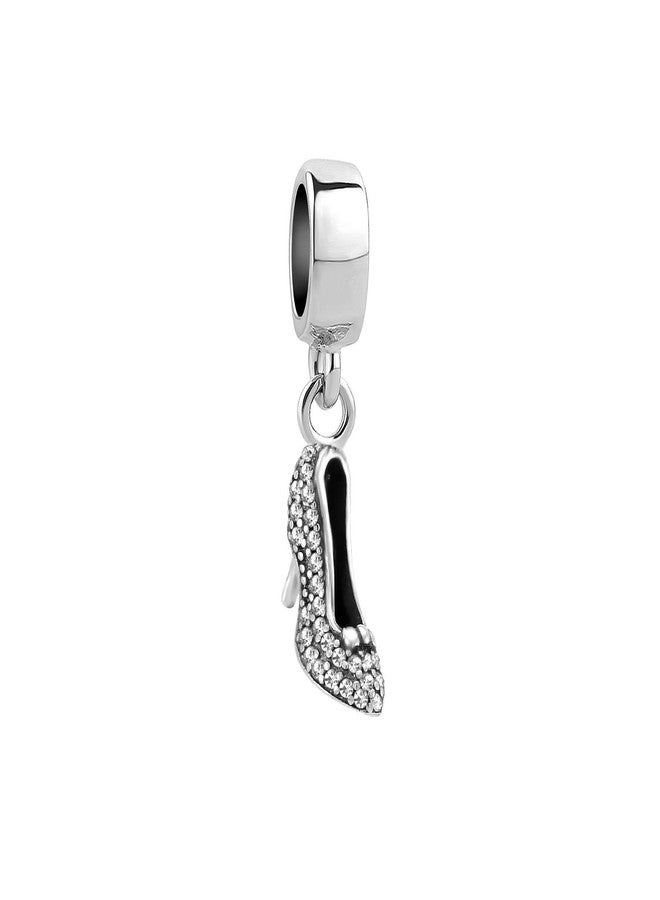 QeenseKc Sparkling Cinderella's Stiletto Shoe Dangle Charm Pave High Heel shoes Bead fit Pandora Bracelet - Image 1