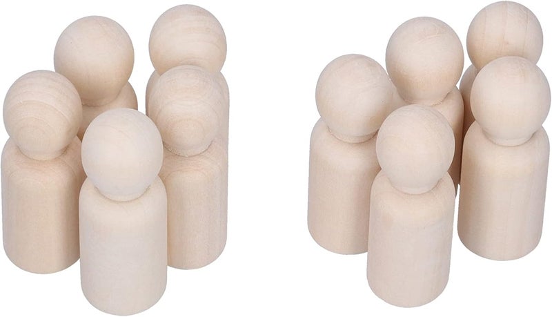 HEEPDD 10 Pcs Wooden Peg Dolls, Unfinished Doll Bodies, Polished Hardwood Figures for Arts and Crafts, Home Decoration, Educational Toys Daily Necessities (Male Puppet) - Image 2