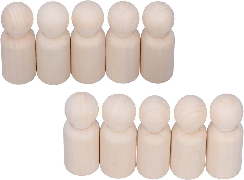 HEEPDD 10 Pcs Wooden Peg Dolls, Unfinished Doll Bodies, Polished Hardwood Figures for Arts and Crafts, Home Decoration, Educational Toys Daily Necessities (Male Puppet) - Image 5