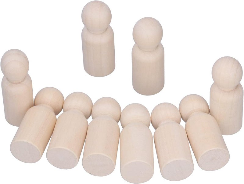 HEEPDD 10 Pcs Wooden Peg Dolls, Unfinished Doll Bodies, Polished Hardwood Figures for Arts and Crafts, Home Decoration, Educational Toys Daily Necessities (Male Puppet) - Image 4