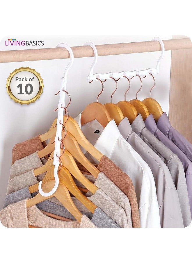 LIVINGBASICS حامل الملابس السحري 5 في 1 من ليفينغ باسيكس لخزانة الملابس / حامل ملابس قابل للطي موفر للمساحة / توفير مساحة الخزانة (عبوة من 10، أبيض) - Image 2