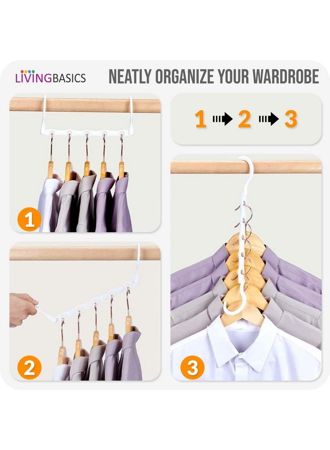 LIVINGBASICS حامل الملابس السحري 5 في 1 من ليفينغ باسيكس لخزانة الملابس / حامل ملابس قابل للطي موفر للمساحة / توفير مساحة الخزانة (عبوة من 10، أبيض) - Image 5