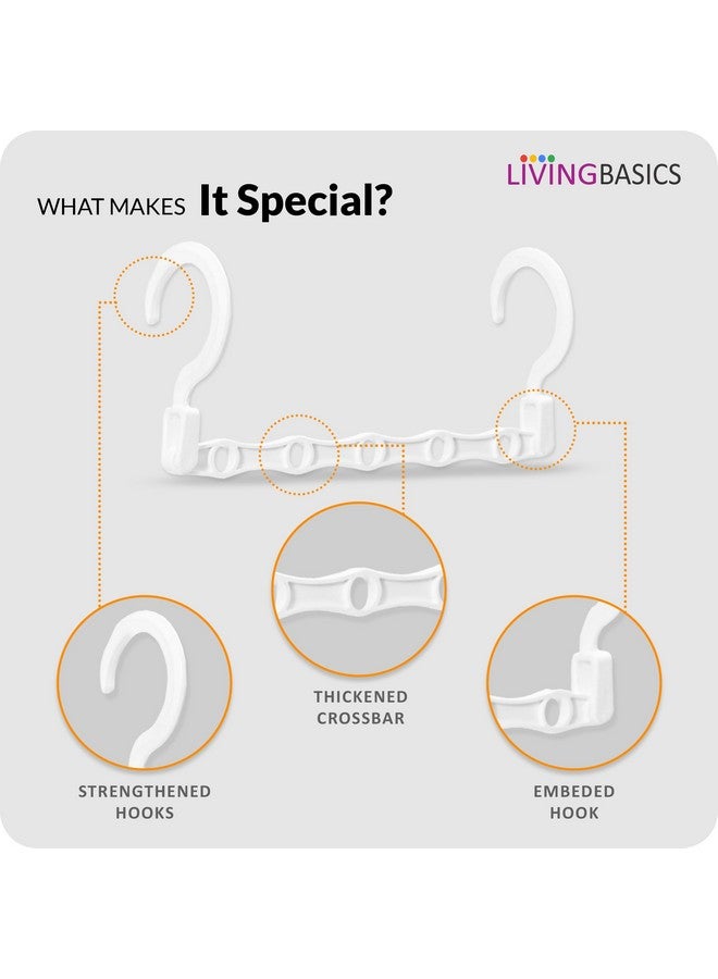 LIVINGBASICS حامل الملابس السحري 5 في 1 من ليفينغ باسيكس لخزانة الملابس / حامل ملابس قابل للطي موفر للمساحة / توفير مساحة الخزانة (عبوة من 10، أبيض) - Image 3