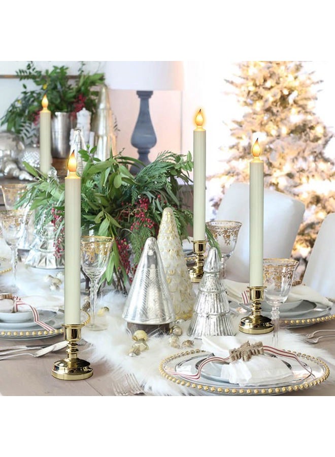 DRomance Flameless Window Candles with Remote and Timer, Battery Operated LED Taper Candles with Suction Cups Set of 6 Christmas Window Candle Holiday Decor(Gold Holders) - Image 4