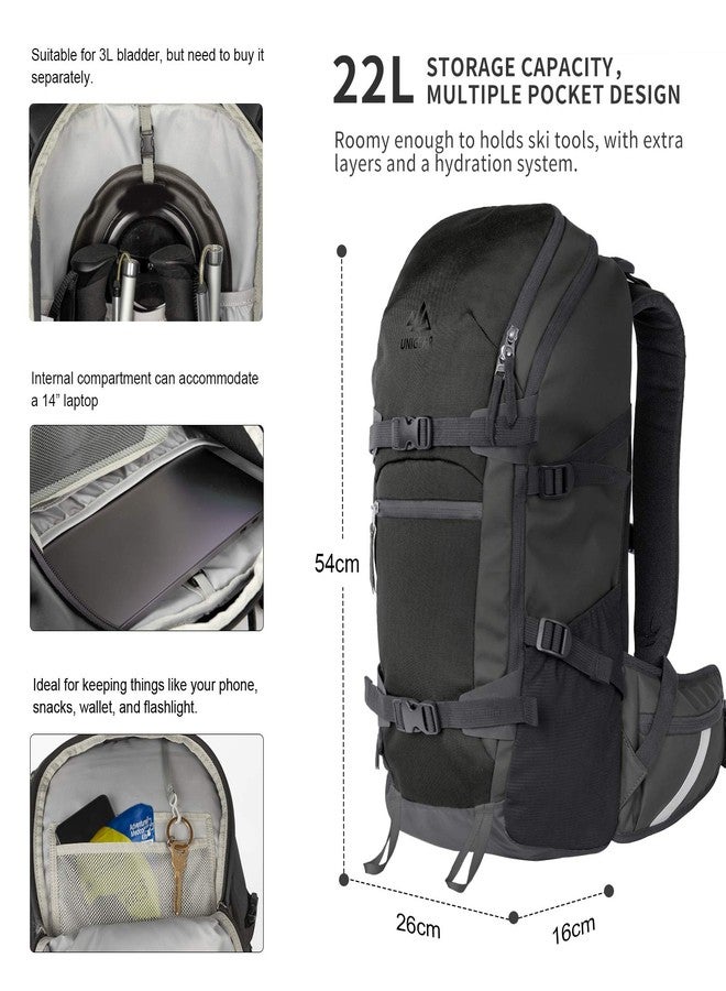 Unigear Ski Backpack, 22L Snowboard Travel Backpack 900D Polyester Waterproof Backpack for Snowboard, Ski, Camping, Hiking (Black) - Image 2