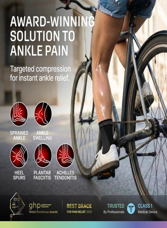 Modvel Ankle Brace for Women & Men - 1 Pair of Ankle Support Sleeve & Ankle Wrap - Compression Ankle Brace for Sprained Ankle, Achilles Tendonitis, Plantar Fasciitis, & Injured Foot - Medium, Black - Image 2