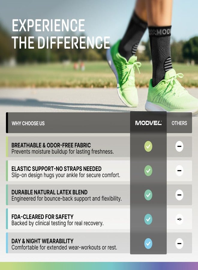Modvel Ankle Brace for Women & Men - 1 Pair of Ankle Support Sleeve & Ankle Wrap - Compression Ankle Brace for Sprained Ankle, Achilles Tendonitis, Plantar Fasciitis, & Injured Foot - Medium, Black - Image 4