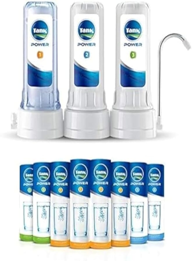Tank Power Water Filter 3 Stages with Full Year Cartridges, 1 Year Warranty