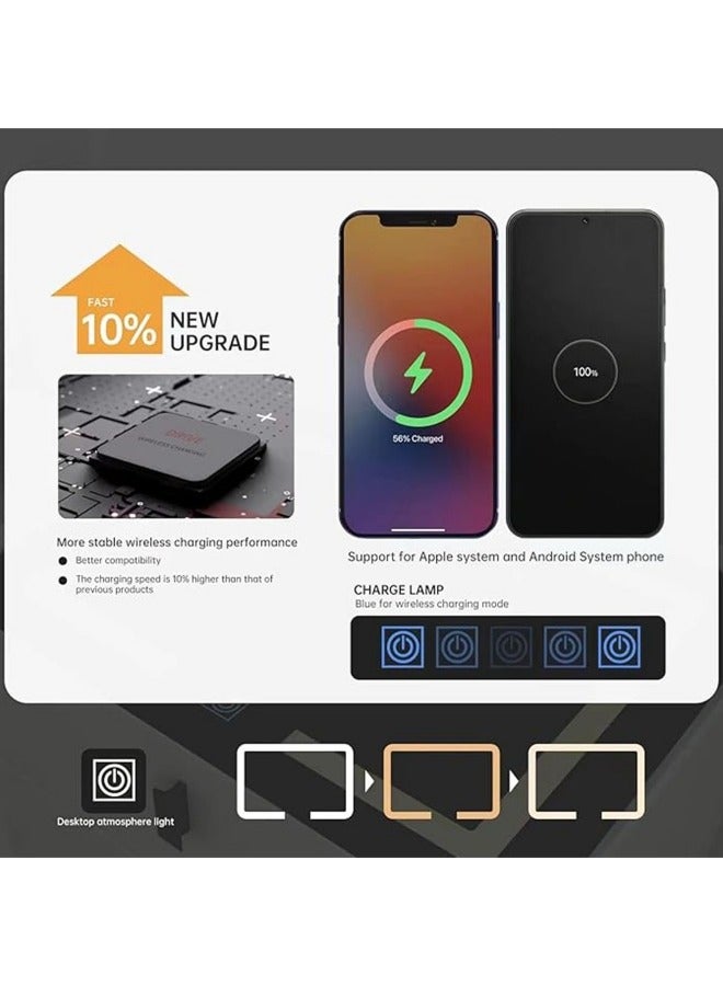 GGEROU Smart Nightstands with Wireless Charging Station, USB Port, Modern Nightstands with 3 Color LED Lights, Wooden End Side Table for Bedroom, Dorm, 2 Storage Drawers (Dark Grey) - Image 3