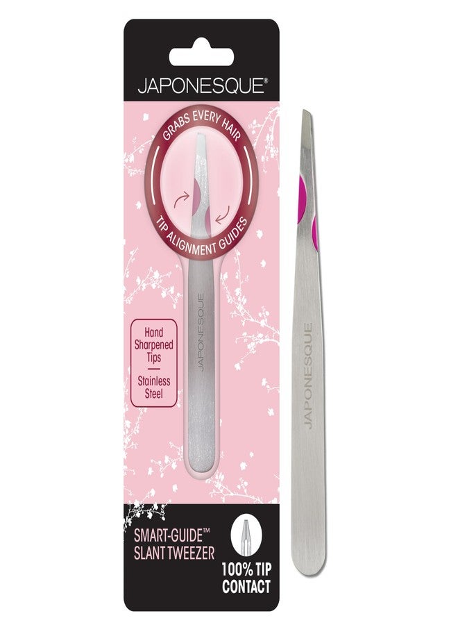 Japonesque Smart Guide Slant Tweezers - Precision Eyebrow Plucking Tool with Slant Tip, Stainless Steel Hair Removal - Image 1