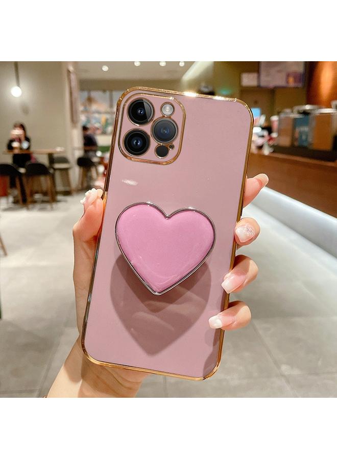 S-TOP Case For iPhone 15 Pro Electroplating Love Heart Holder TPU Phone Case - Image 1