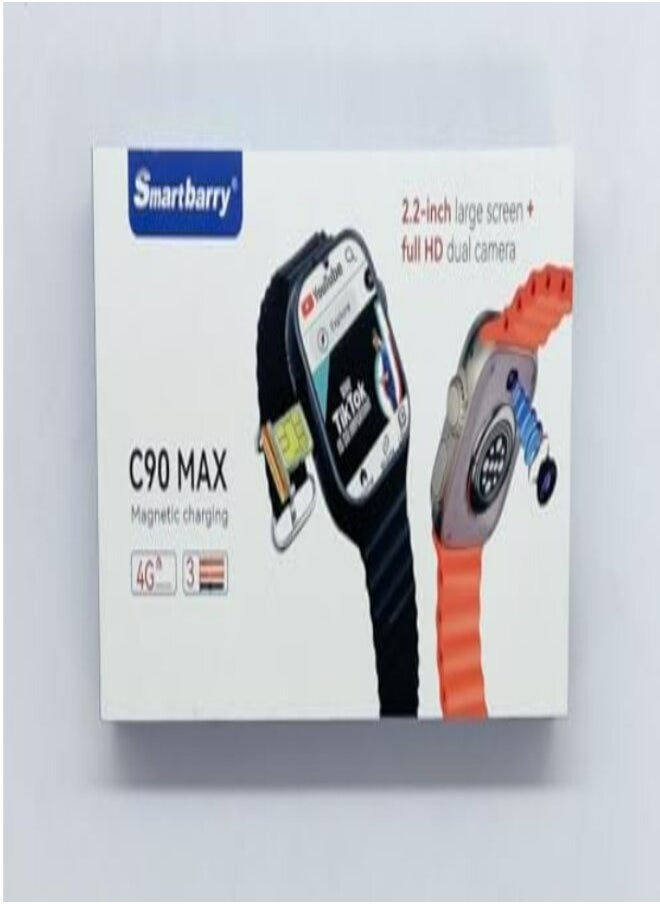 Smart Berry - C90 max Smart Watch 4G Network Android Smart Watch 3 Pairs Strap with Support Mobile SIM Card with Google Play Support for All Apps as a Mobile Phone in Your Hand+2 cameras for taking pictures - Image 1