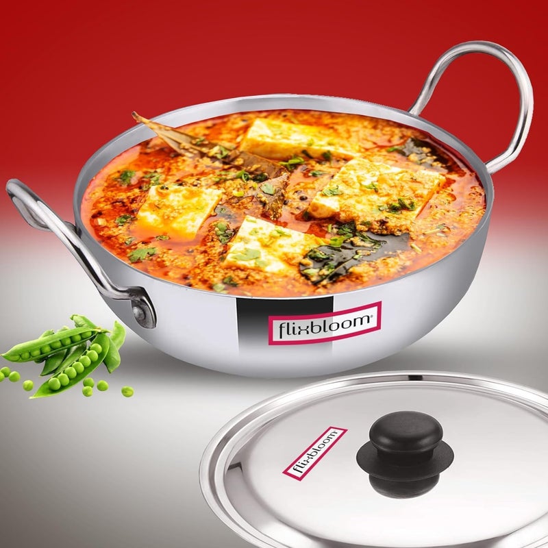 Flixbloom Radiant Kitchen Cookware Kadhai with Handle Thick Aluminium Induction Base and LPG Compatible Cooking 4 mm Thickness Multipurpose Kadai for Deep Frying 6 Litre - Image 5