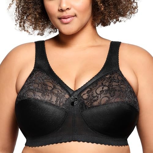 Glamorise حمالة صدر سحرية أصلية بدون سلك بحجم زائد كامل #1000 باللون الأسود - Image 1