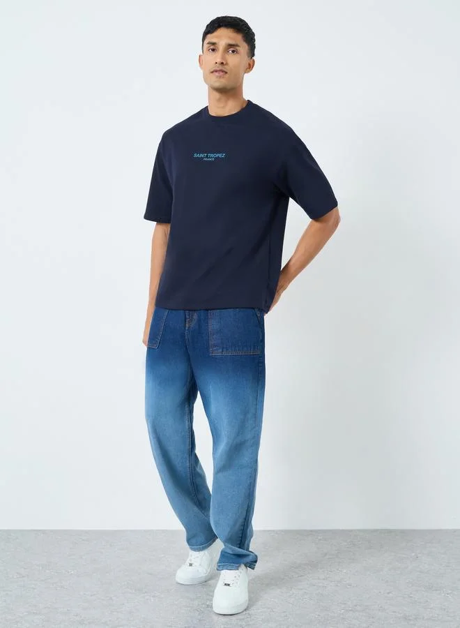 Styli Styli Men HD Print Crew Neck Oversized T-Shirt
