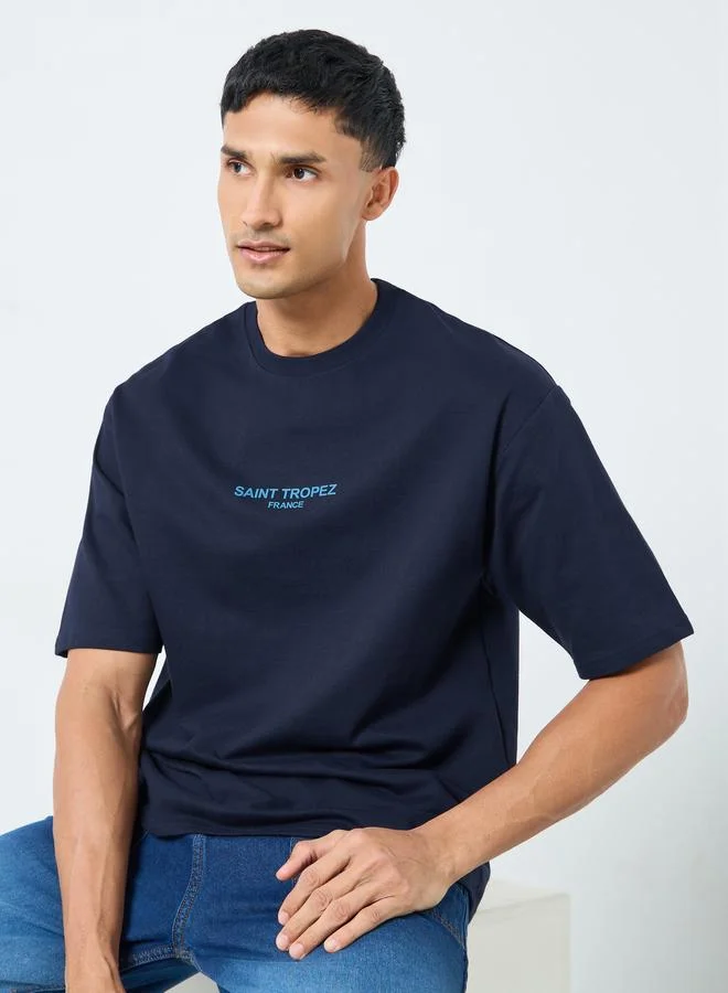 Styli Styli Men HD Print Crew Neck Oversized T-Shirt